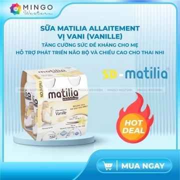 Sữa Bầu Matilia Vị Vani Nội Địa Pháp – Sữa Pha Sẵn - Dinh Dưỡng Cho Mẹ Bầu, Lốc 4 Hộp 200ml