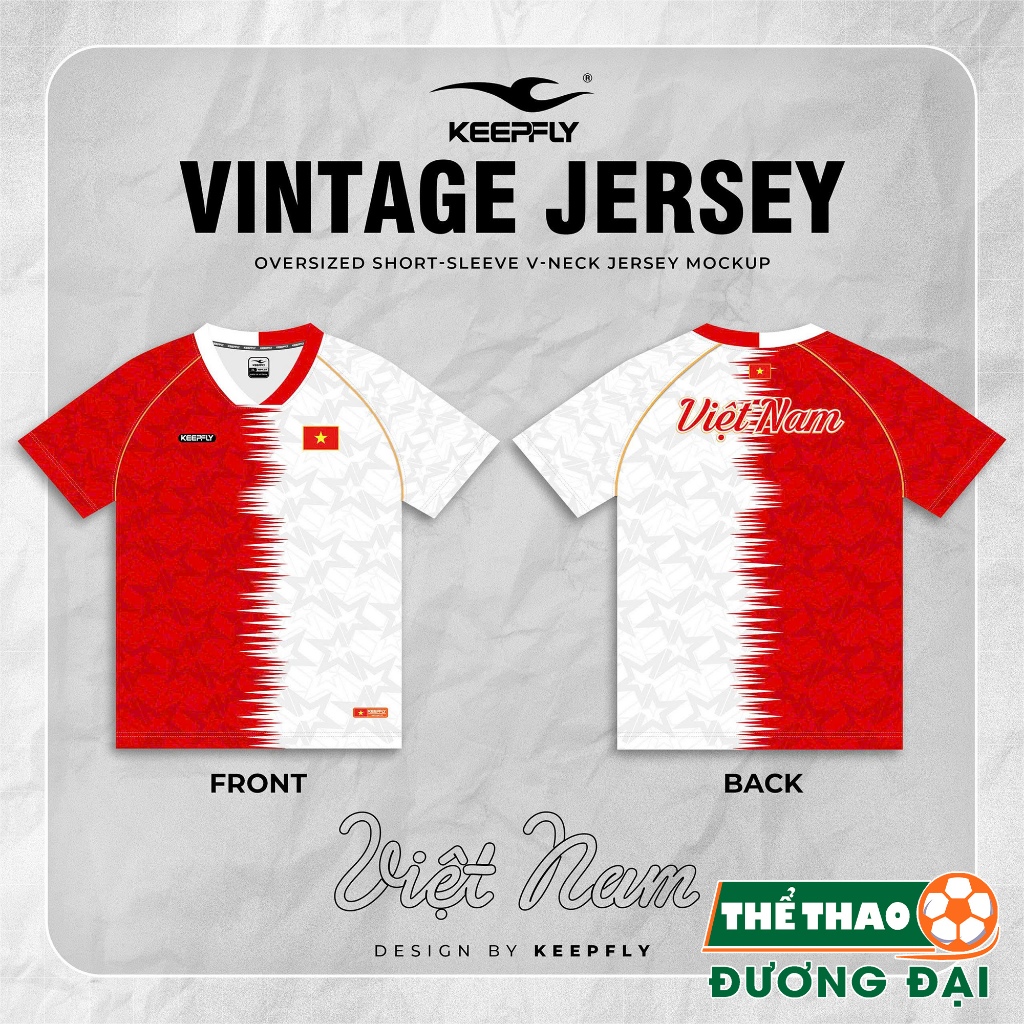 Áo Bóng Đá Keepfly Vintage Jersey Đội Tuyển Vải Mè Sọc Thoáng Khí Thể Thao Đương Đại