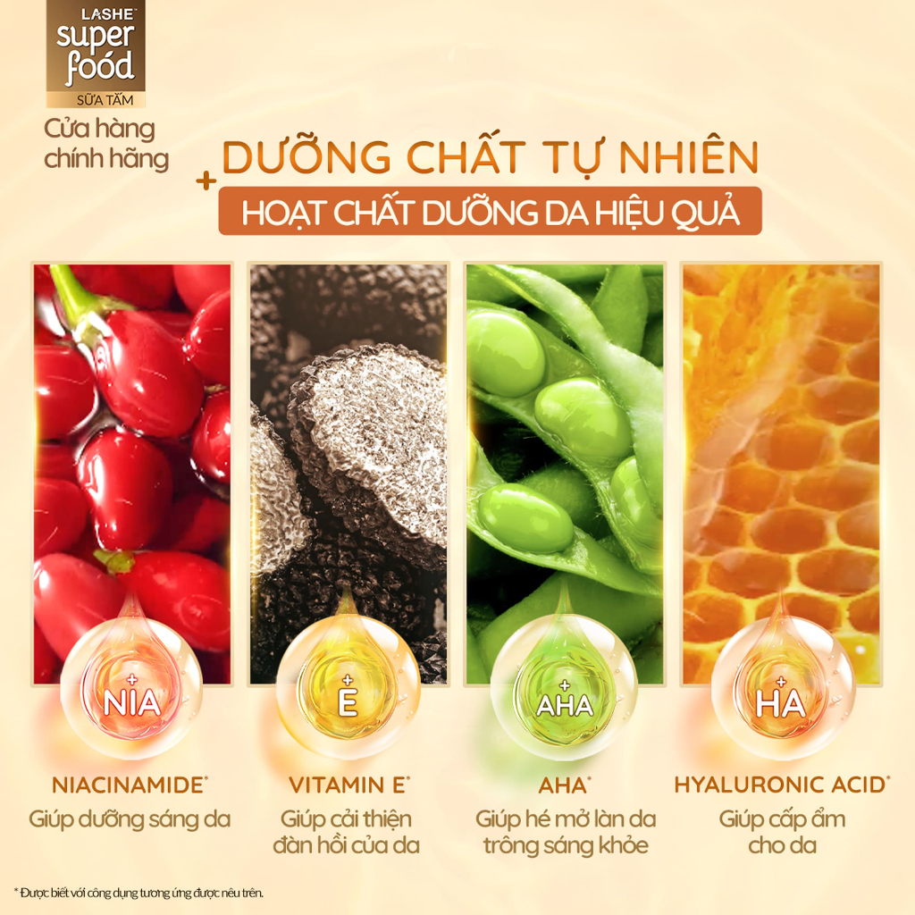 [VOUCHER SINH VIÊN 35%] Sữa Tắm LASHE SUPERFOOD Dưỡng Da Sáng Mịn / Dưỡng Ẩm Chuyên Sâu / Dưỡng Da Tươi Trẻ 610G/ 1.1KG | BigBuy360 - bigbuy360.vn