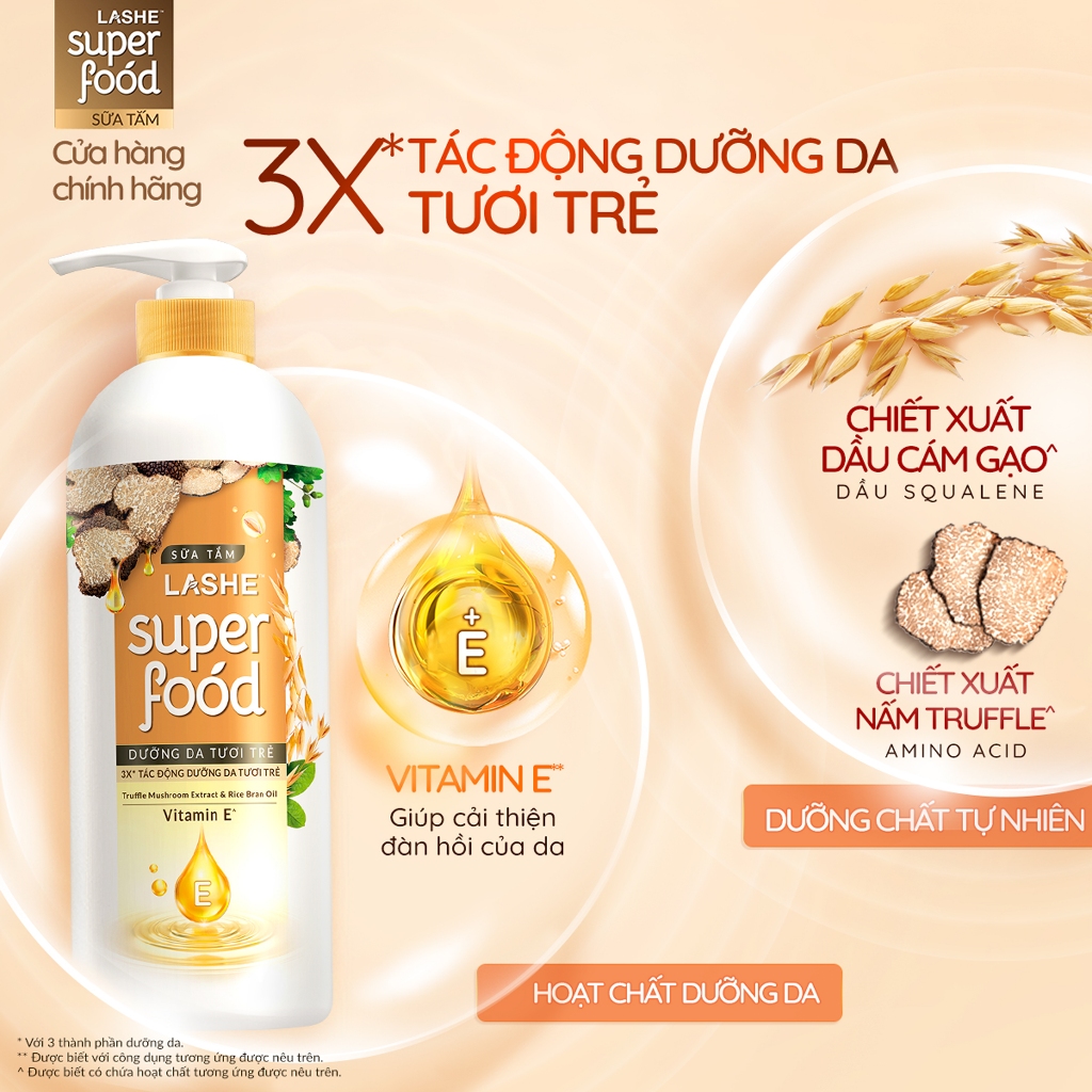 [VOUCHER SINH VIÊN 35%] Sữa Tắm LASHE SUPERFOOD Dưỡng Da Sáng Mịn / Dưỡng Ẩm Chuyên Sâu / Dưỡng Da Tươi Trẻ 610G/ 1.1KG | BigBuy360 - bigbuy360.vn
