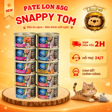[Hoả tốc] Thức ăn cho mèo pate Snappy Tom lon 85gr cho mèo mọi lứa tuổi, Pate cho Mèo - LùnPet