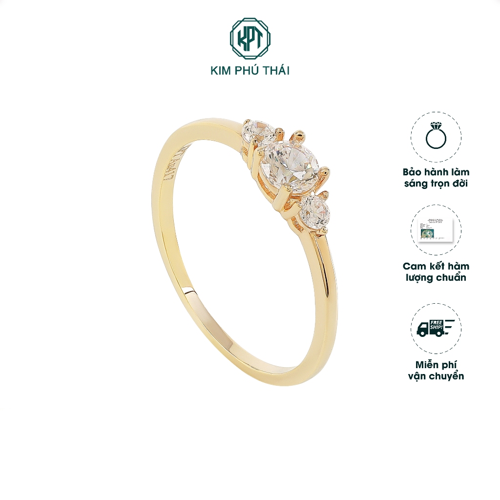 Nhẫn Nữ KIM PHÚ THÁI Vàng 10K Thiết Kế Tam Nụ Tinh Tế, Đính Đá CZ Cao Cấp - NV33