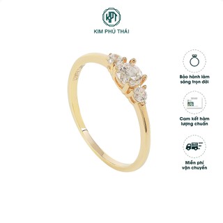 Nhẫn Nữ KIM PHÚ THÁI Vàng 10K Thiết Kế Tam Nụ Tinh Tế, Đính Đá CZ Cao Cấp - NV33