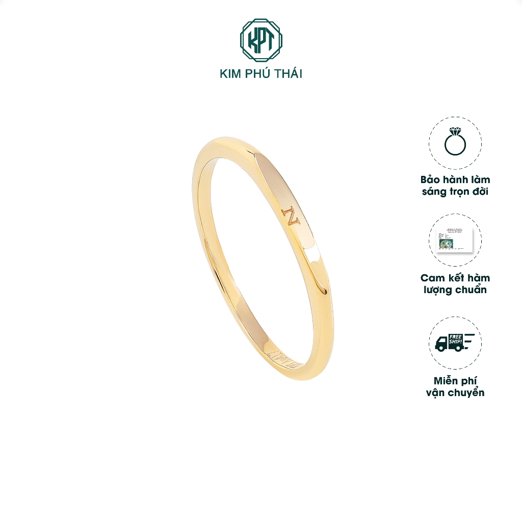 Nhẫn Nữ KIM PHÚ THÁI Vàng 10K Thiết Kế Khắc Chữ N Tối Giản, Phong Cách Basic Thanh Lịch - NV37