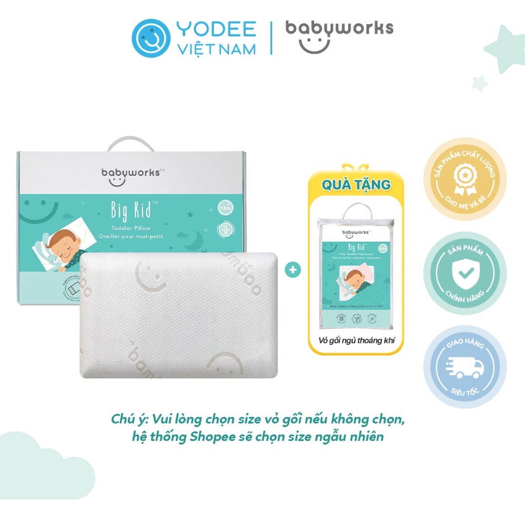 Babyworks Gối ngủ thoáng khí mềm mại, đàn hồi, nâng đỡ đầu và giúp bé ngủ ngon