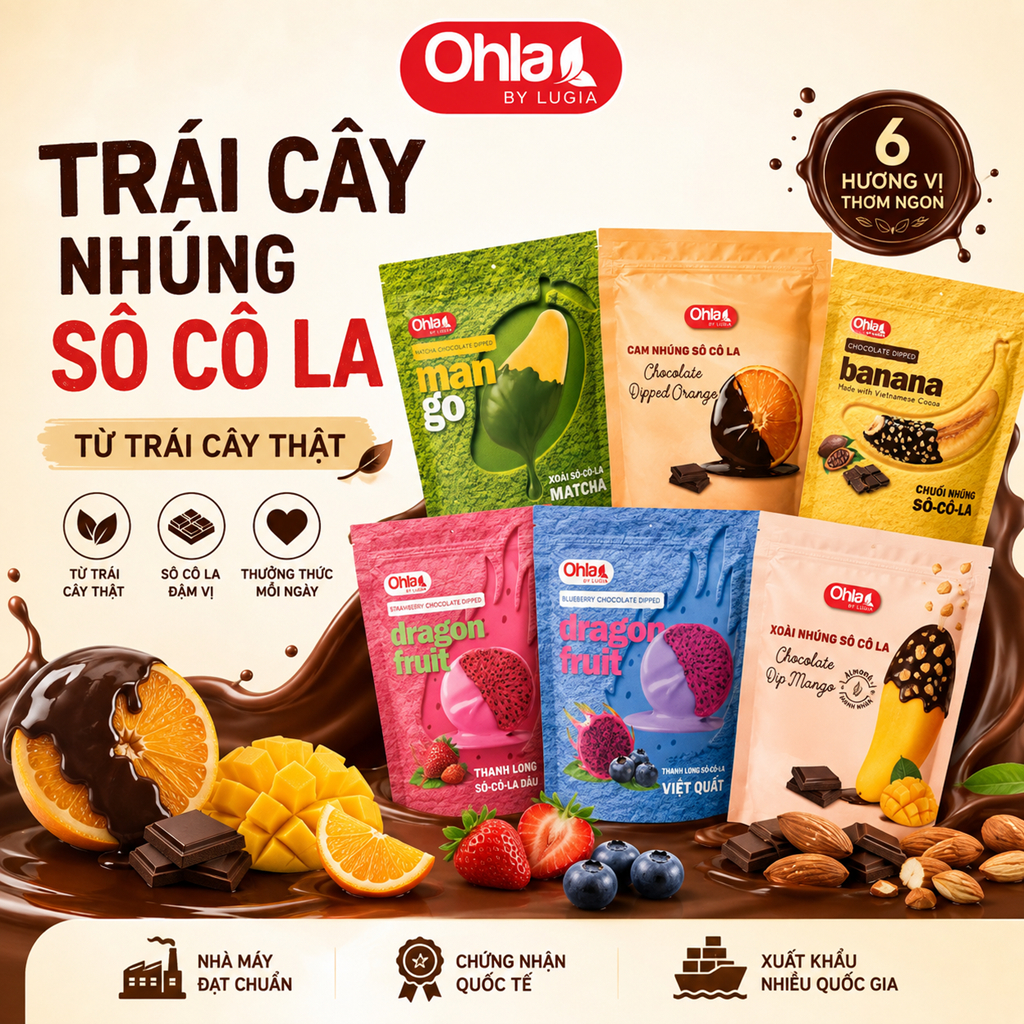 Trái Cây Sấy Dẻo Nhúng Socola Ohla 100g  -  Đặc Sản Việt Nam