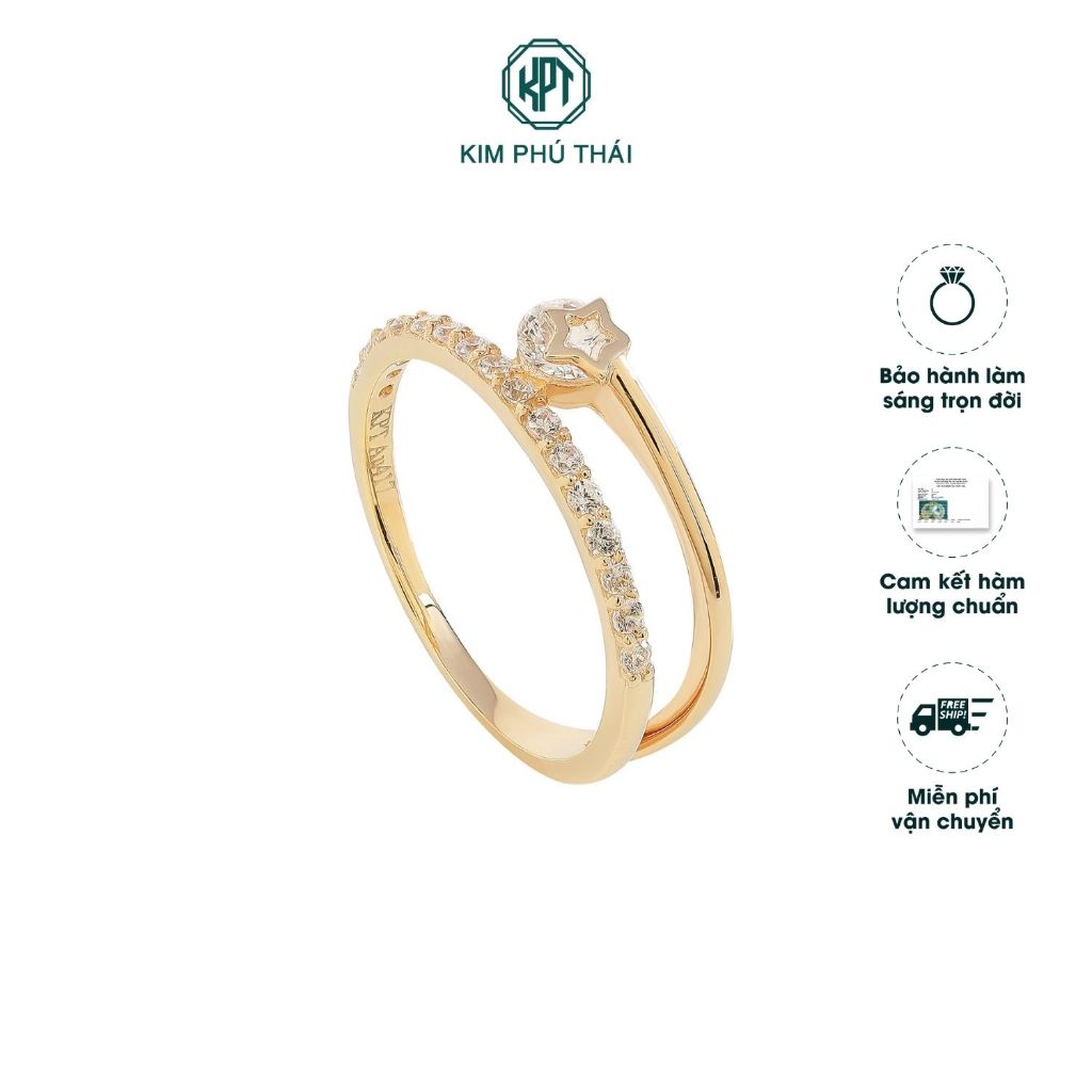 Nhẫn Nữ KIM PHÚ THÁI Vàng 10K Thiết Kế Ngôi Sao Hiện Đại, Đính Đá CZ Cao Cấp - NV35