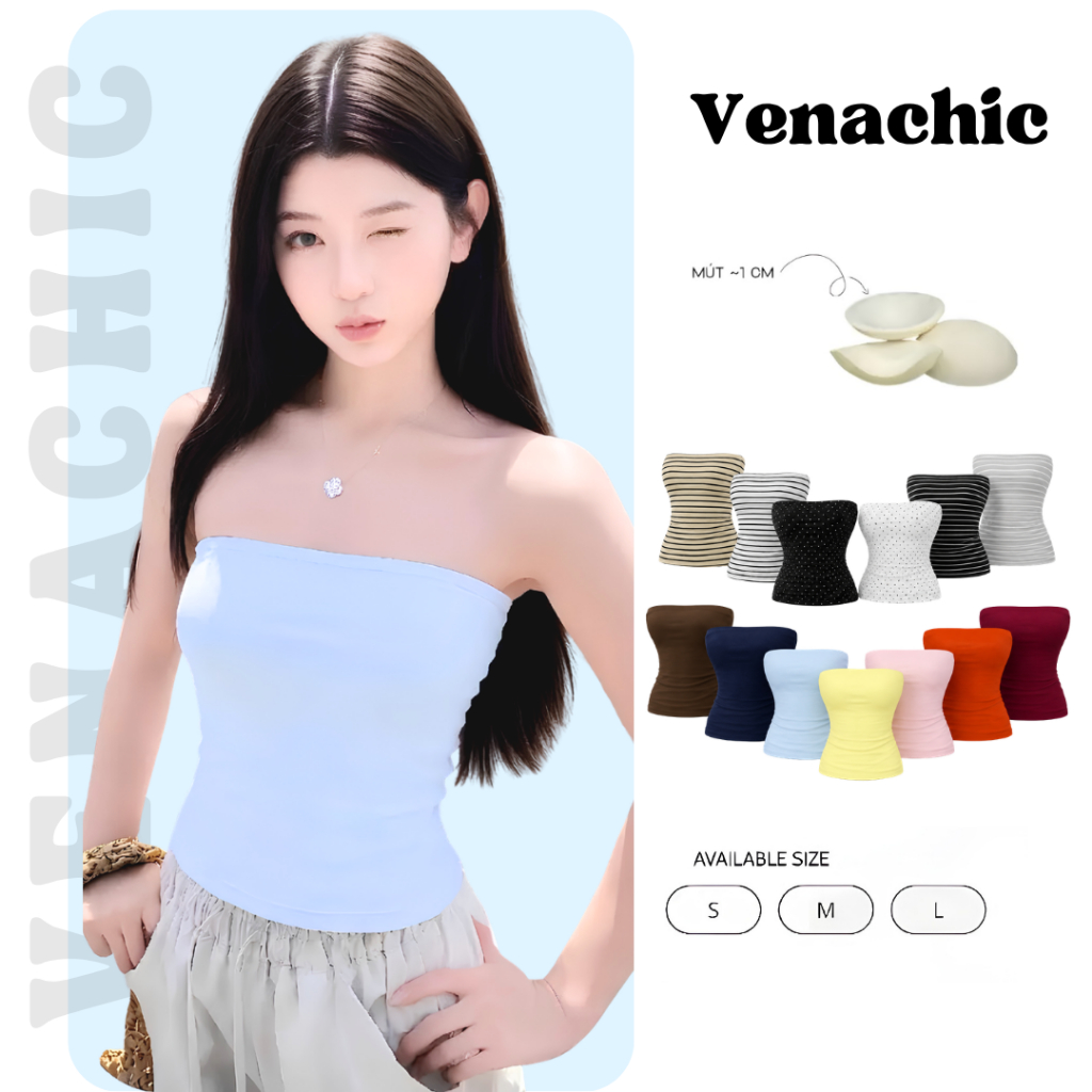 [KÈM MÚT] Áo ống trơn basic ôm body vải cotton mịn VENACHIC Women A055 | BigBuy360 - bigbuy360.vn