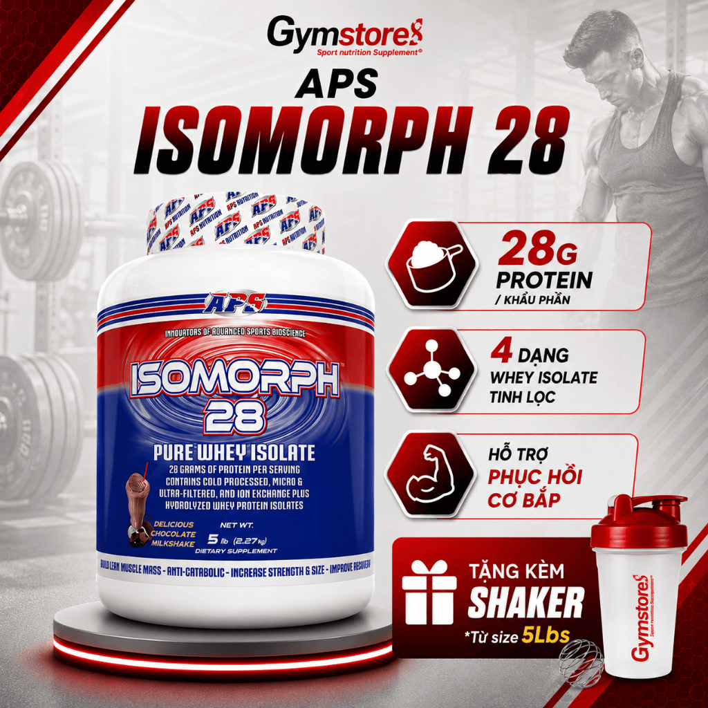 Sữa tăng cơ APS ISOMORPH 28 Pure Whey Protein Isolate, hỗ trợ giảm cân, tập luyện - Gymstore