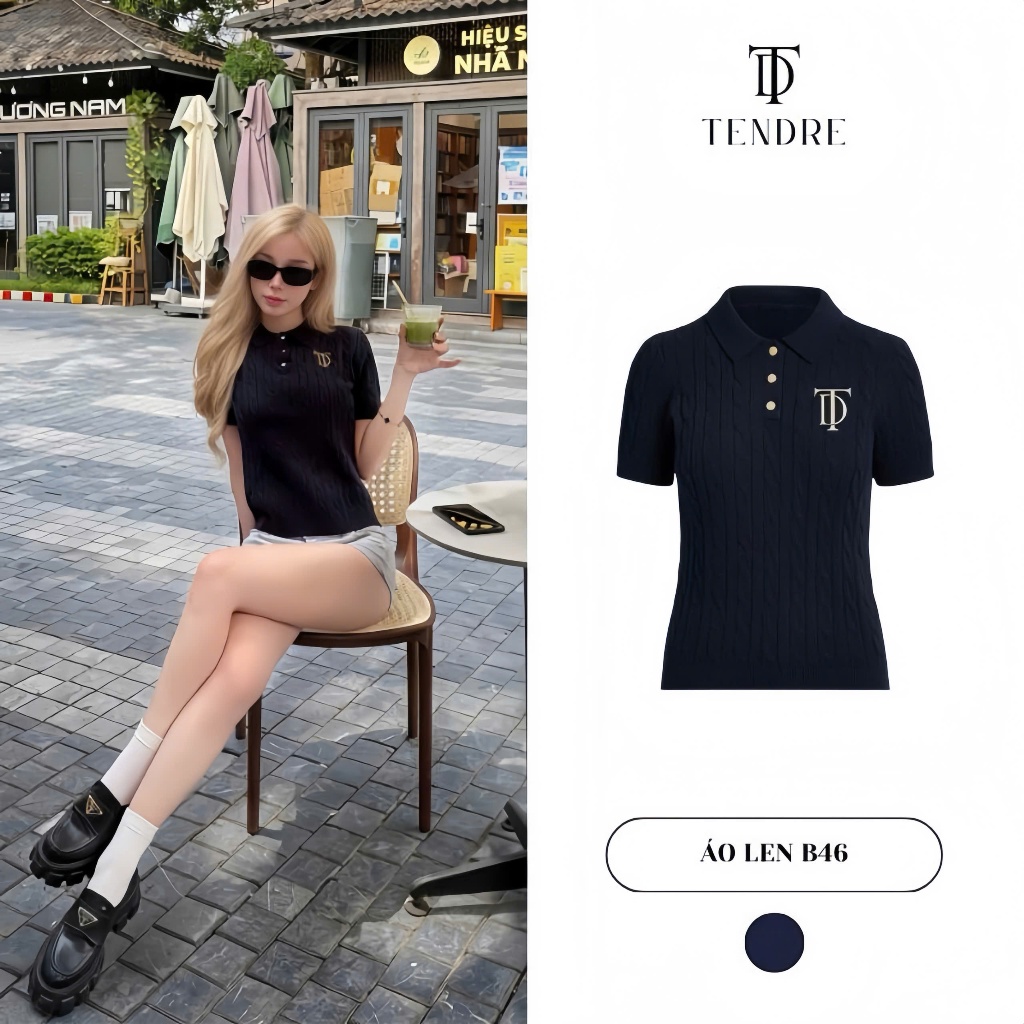 [Back To Shool] TENDRE - Áo Polo Len Dệt Kim Vặn Thừng Cúc Đồng, Áo Len Cổ Bẻ Style Hàn Quốc Thanh Lịch Dễ Phối Đồ B46