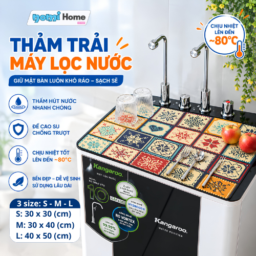 Thảm trải máy lọc nước Nomihome, tấm lót hút nước úp ly cốc bàn trà chất da Nappa chống trượt