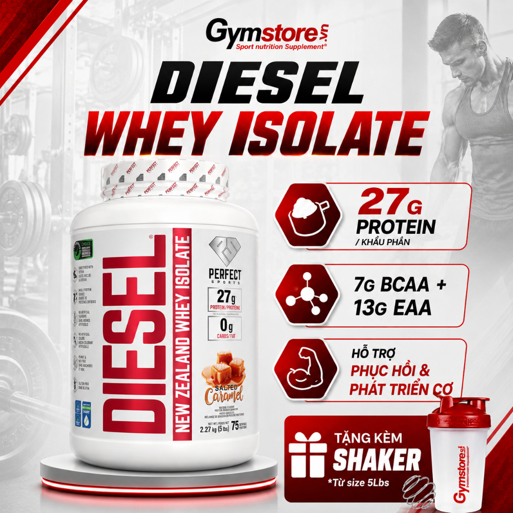 [CÓ QUÀ TẶNG] Sữa tăng cơ Diesel Whey Protein Isolate Perfect Sports 5Lbs - 75 servings (Canada) Gymstore