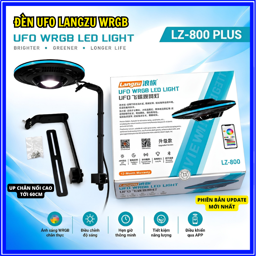 [BẢO HÀNH 1 NĂM] Đèn UFO LangZu BẢN PLUS LZ-800 Chỉnh APP, Chỉnh Màu 4 Luồng WRGB Kết Hợp 14 Chế Độ