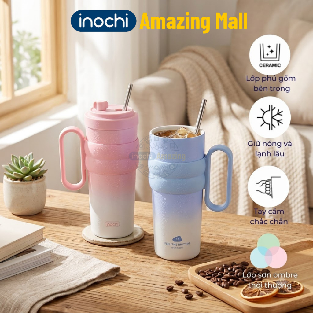 Bình Giữ Nhiệt ruột phủ sứ Inochi Fuji Charm 750ml Phong Cách, Bền Bỉ và Tiện Lợi Amazing Mall