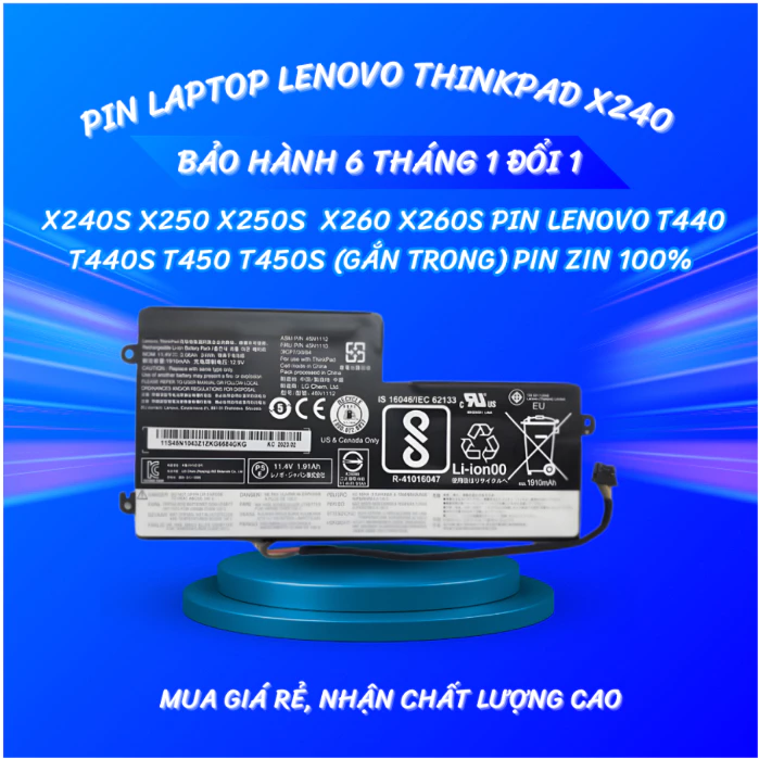 Pin Laptop Lenovo thinkpad X240 X240s X250 X250S X260 X260s Pin Lenovo T440 T440s T450 T450s (Gắn Trong) Pin Zin 100%