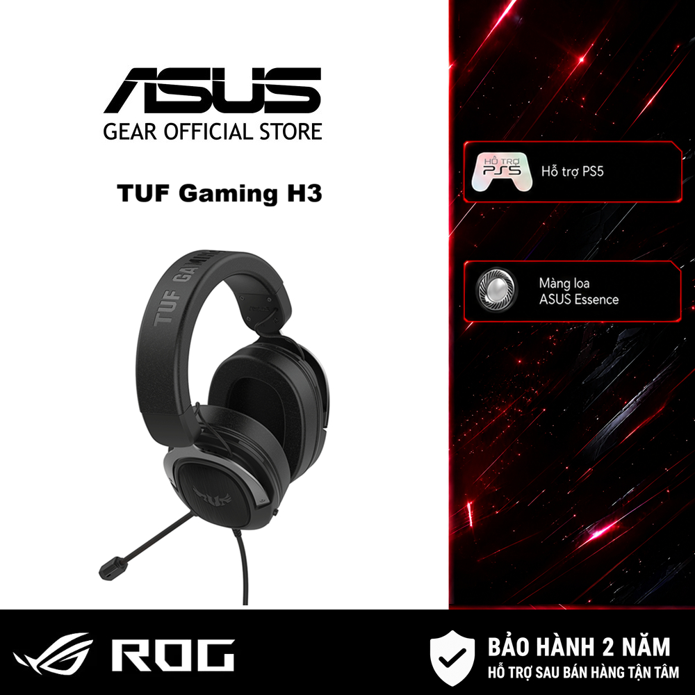 Tai nghe gaming TUF GAMING H3 (Màu xám) âm thanh vòm 7.1