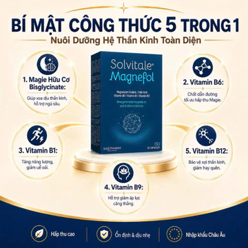 Viên uống Magie Hữu Cơ bổ sung Vitamin B1 B6 B12 -Hỗ trợ giảm căng thẳng,thư giãn thần kinh, giúp ngủ ngon (Hộp 30 viên)