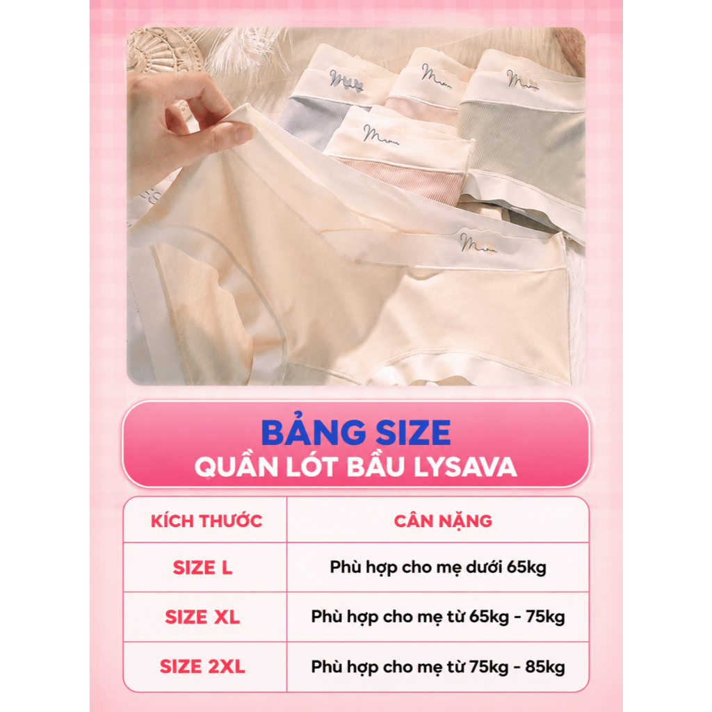 Quần Lót Bầu LYSAVA Cạp Chéo Không Gò Bụng - Quần Chip Bầu Kháng Khuẩn Thoáng Khí Đáy Cotton Sáng Màu Cho Mẹ Bầu, QL6 | BigBuy360 - bigbuy360.vn