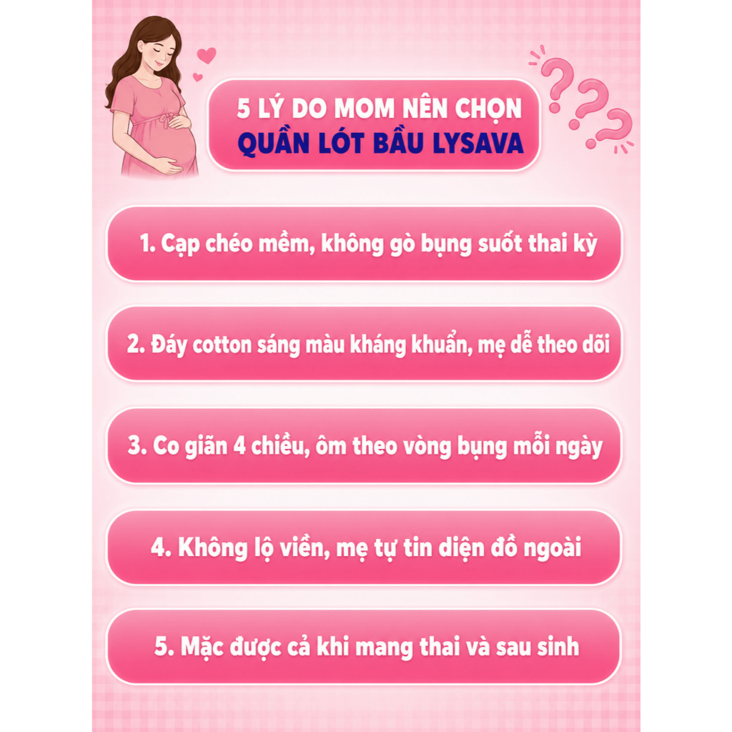 Quần Lót Bầu LYSAVA Cạp Chéo Không Gò Bụng - Quần Chip Bầu Kháng Khuẩn Thoáng Khí Đáy Cotton Sáng Màu Cho Mẹ Bầu, QL6 | BigBuy360 - bigbuy360.vn