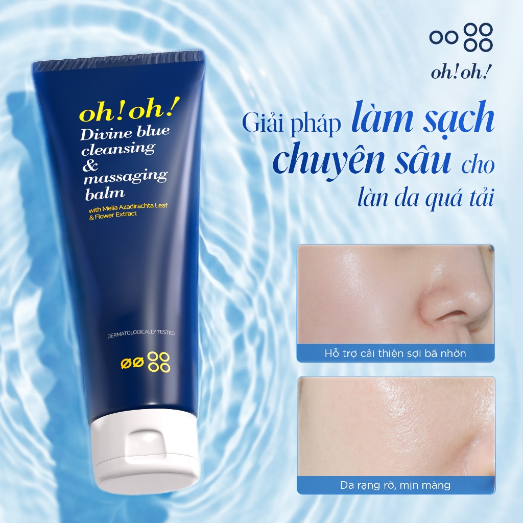 Bộ đôi làm sạch sâu & giảm mụn cho da dầu oh!oh! Divine Blue Cleansing & Massaging Balm 150ml & BHA 2% Toner : b 75ml