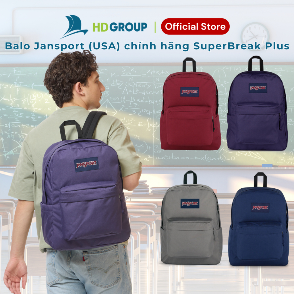 Balo Jansport (USA) chính hãng SuperBreak Plus có ngăn laptop, bền bỉ, bảo hành 1 năm - JS0A4QUE | BigBuy360 - bigbuy360.vn
