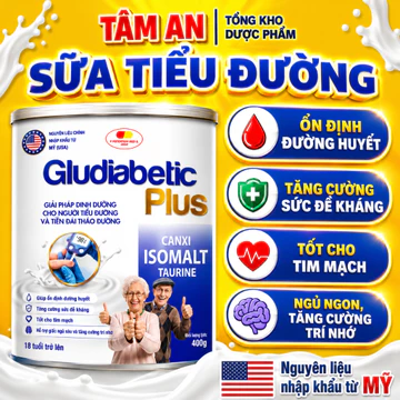 Sữa bột cho người tiểu đường GLUDIABETIC PLUS FOTECPHAM, bổ sung dinh dưỡng cho người tiểu đường