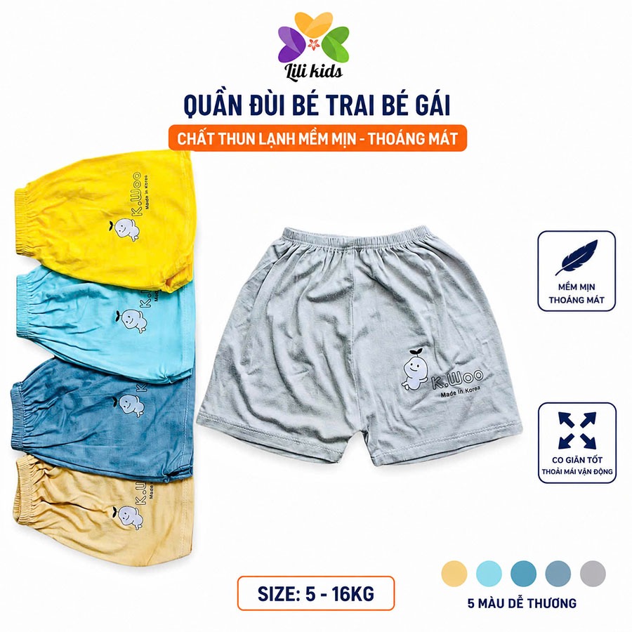 Quần đùi chục cho bé trai và bé gái LILIKIDS chất thun lạnh thông hơi thoáng mát QC04