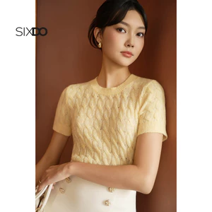 Áo kiểu dệt kim vặn xoắn SIXDO (Cable Knit Blouse)