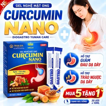 Gel dạ dày curcumin nano diogastro yuman care - giảm đau dạ dày, trào ngược dạ dày (hộp 20 gói)