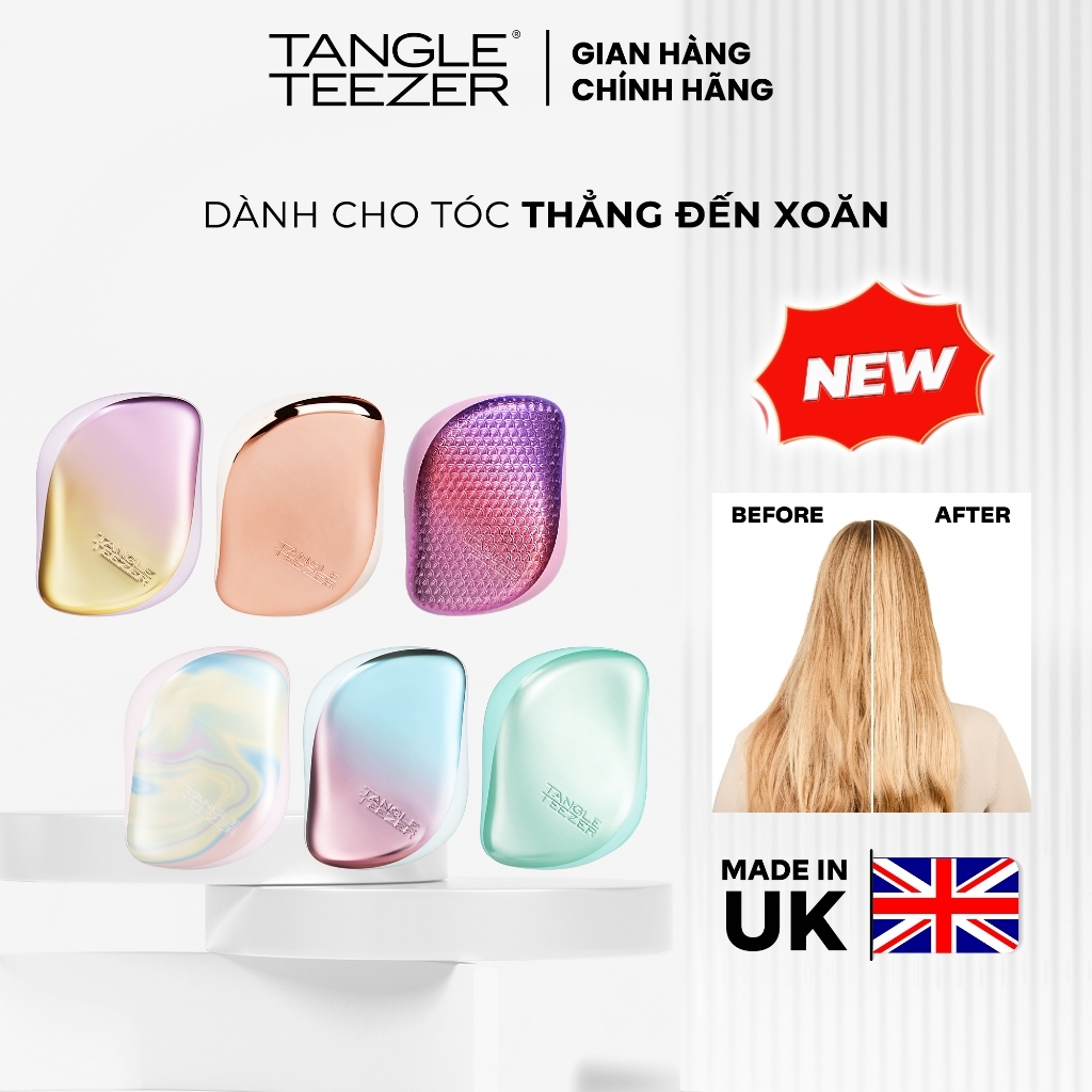 Lược gỡ rối và tạo kiểu Tangle Teezer, Compact Styler, dành cho tóc thẳng và xoăn, size du lịch