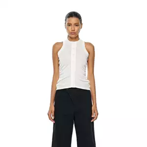 làminapparel - SHEER KNIT BUTTON UP TANK TOP