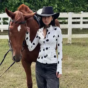 làminapparel - DOTTED ZIP LONG SLEEVE TOP