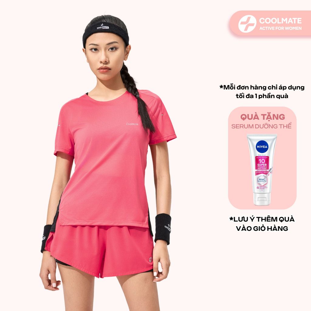 [TẶNG SERUM] Set đồ thể thao nữ chạy bộ Race Tee và quần Race Shorts 2 lớp thoáng mát - Coolmate Active For Women