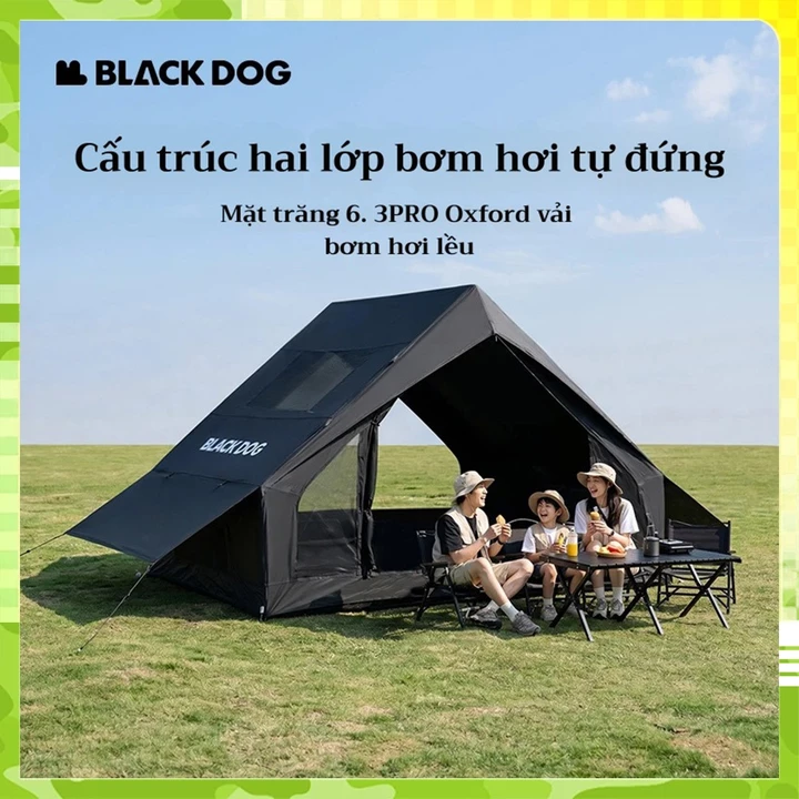 Blackdog Lều cắm trại khung bơm hơi Lều cắm trại bơm hơi Vải Oxford 15D lều chống nước với cấu trúc hai lớp ở phần mái – 2