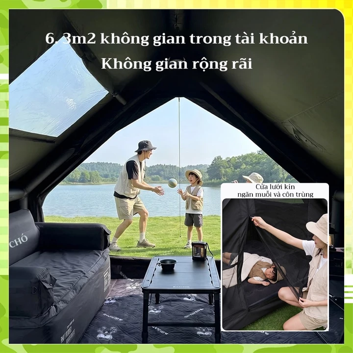 Blackdog Lều cắm trại khung bơm hơi Lều cắm trại bơm hơi Vải Oxford 15D lều chống nước với cấu trúc hai lớp ở phần mái – 3