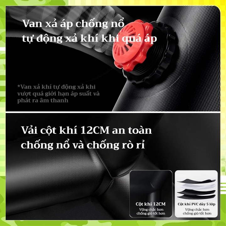 Blackdog Lều cắm trại khung bơm hơi Lều cắm trại bơm hơi Vải Oxford 15D lều chống nước với cấu trúc hai lớp ở phần mái – 6