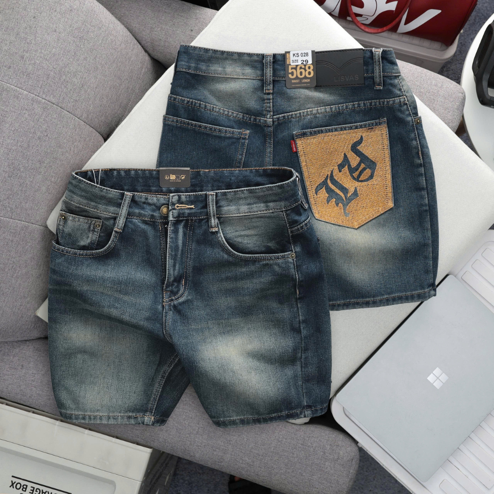Quần Short Jean Nam Thêu Túi - Form Ống Rộng, Trên Gối - 4 Màu Cơ Bản Wash Thời Trang - Phong Cách Sang Trọng | BigBuy360 - bigbuy360.vn