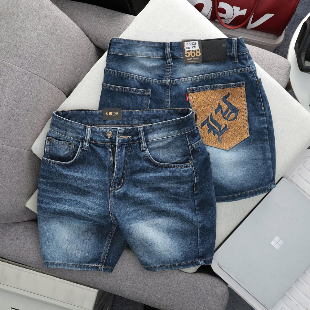 Quần Short Jean Nam Thêu Túi - Form Ống Rộng, Trên Gối - 4 Màu Cơ Bản Wash Thời Trang - Phong Cách Sang Trọng | BigBuy360 - bigbuy360.vn