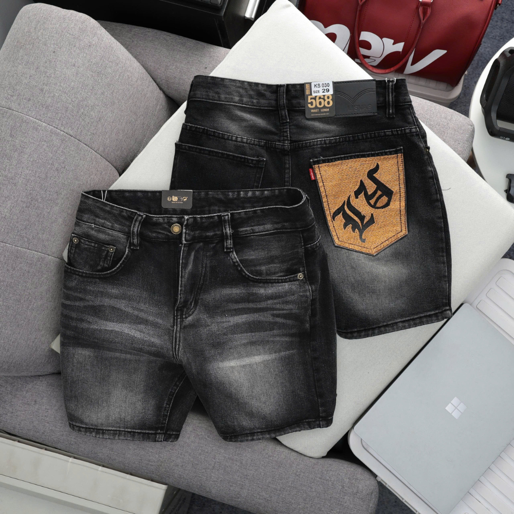 Quần Short Jean Nam Thêu Túi - Form Ống Rộng, Trên Gối - 4 Màu Cơ Bản Wash Thời Trang - Phong Cách Sang Trọng | BigBuy360 - bigbuy360.vn
