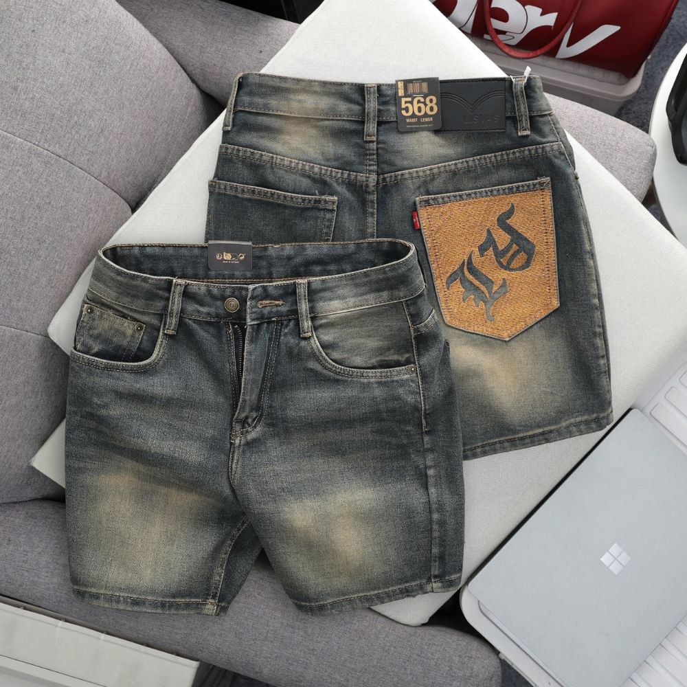 Quần Short Jean Nam Thêu Túi - Form Ống Rộng, Trên Gối - 4 Màu Cơ Bản Wash Thời Trang - Phong Cách Sang Trọng | BigBuy360 - bigbuy360.vn