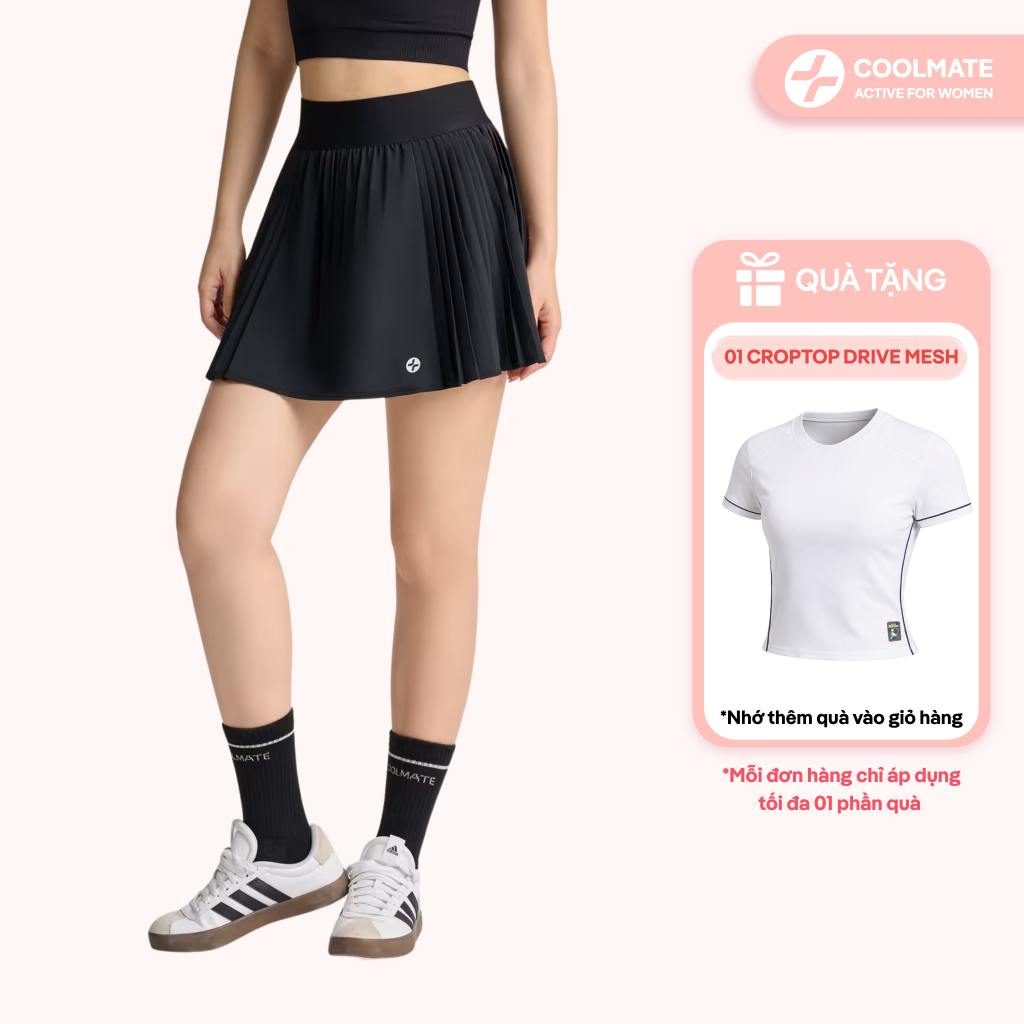 [MUA 1 TẶNG 1] Chân Váy thể thao Nữ Xếp Ly 2 bên Có lót trong High Waist Pickleball Essentials - Coolmate Women