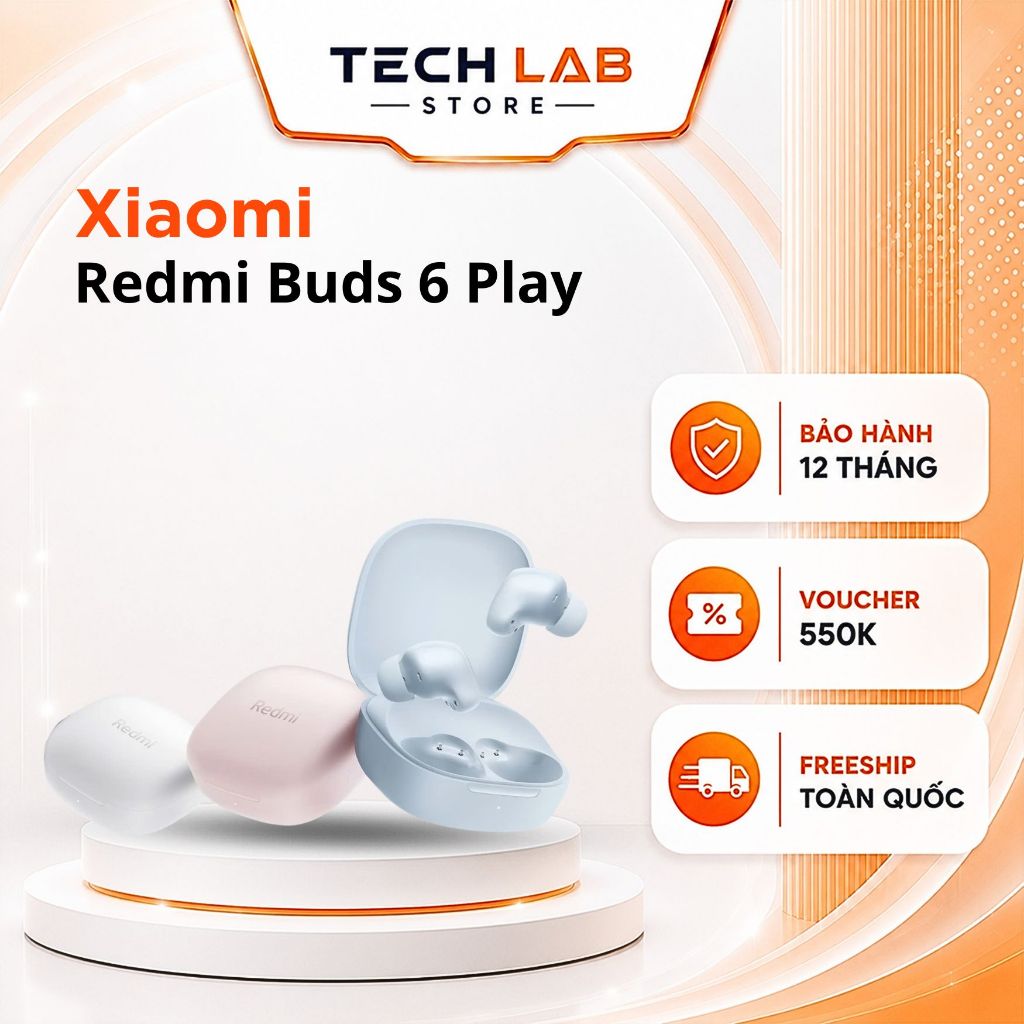 Tai nghe bluetooth XIAOMI Redmi Buds 6 Play pin tới 7.5 giờ - Bảo hành 12 Tháng | BigBuy360 - bigbuy360.vn