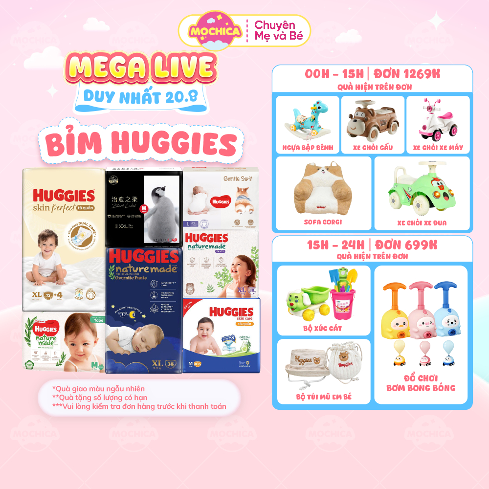 [TỔNG] Tã Bỉm Quần/Dán HUGGIES siêu cao cấp Platinum Nature Made đầy đủ size - Mochica