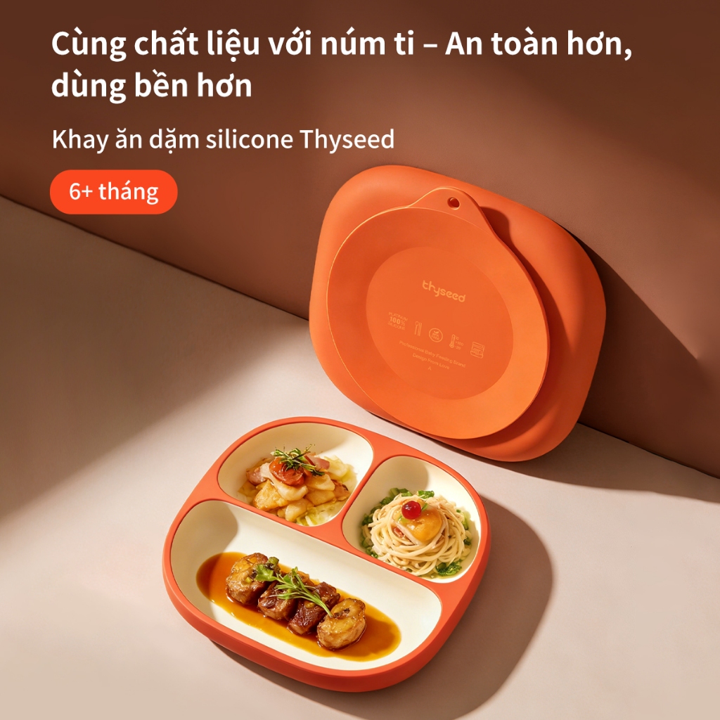 Khay ăn dặm Silicon nguyên khối Thyseed tập ăn cho bé trên 6 tháng tuổi
