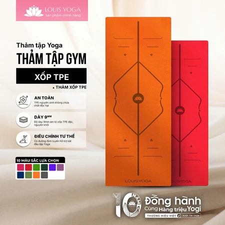 Thảm tập thể dục LOUIS YOGA, thảm tập yoga,gym tại nhà chất liệu TPE, dày 9mm, gọn nhẹ tiện lợi