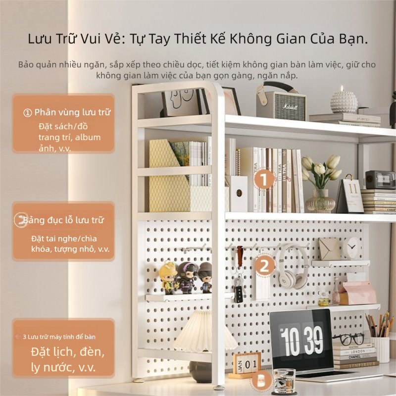 kệ để bàn Kệ Pegboard Treo Tường Đa Năng Tấm Lưới Đục Lỗ Đa Kích Cỡ Kệ Để Đồ Vách Ngăn Gắn Tường Cho Phòng Gaming Ký Túc | BigBuy360 - bigbuy360.vn
