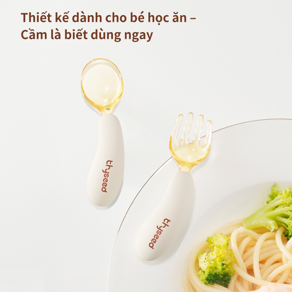 Bộ thìa nĩa tập ăn dặm Thyseed tập cầm nắm cho bé trên 6 tháng tuổi