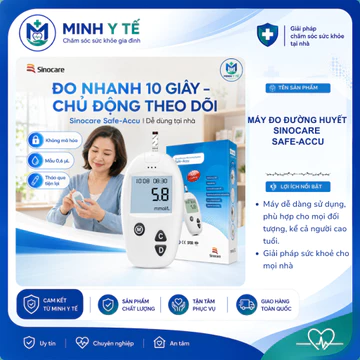 Mẫu Mới Máy Đo Đường Huyết Safe Accu Chính Hãng Sinocare Tặng Kèm Que và Kim