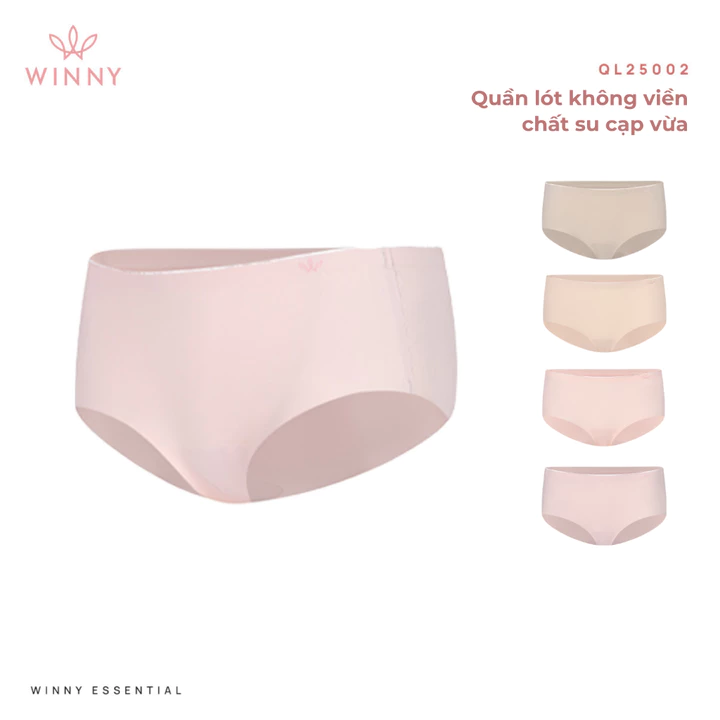 Quần lót lưng vừa WINNY su đúc co giãn thấm hút, Quần lót nữ su đúc thoáng khí không đường may không viền QL25002