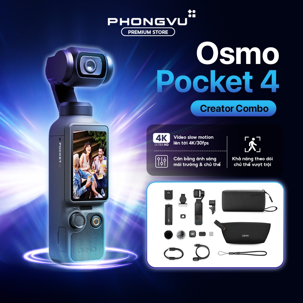 Camera kỹ thuật số Osmo Pocket 4 Creator Combo - Cảm biến 1" CMOS - 4K/240fps - Bảo hành 12 tháng